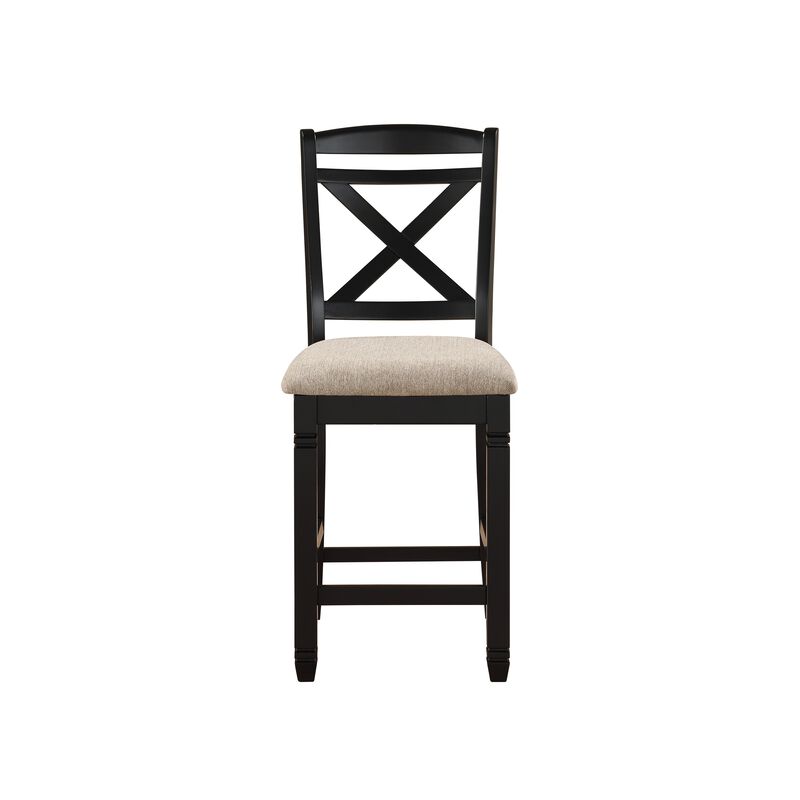 Streamdale 2-Piece Black Dining Chairs with Beige Fabric Seat