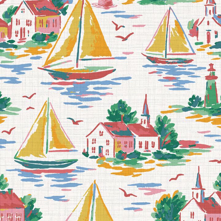 Harbor Heritage Sailboat Wallpaper - Textured Vinyl