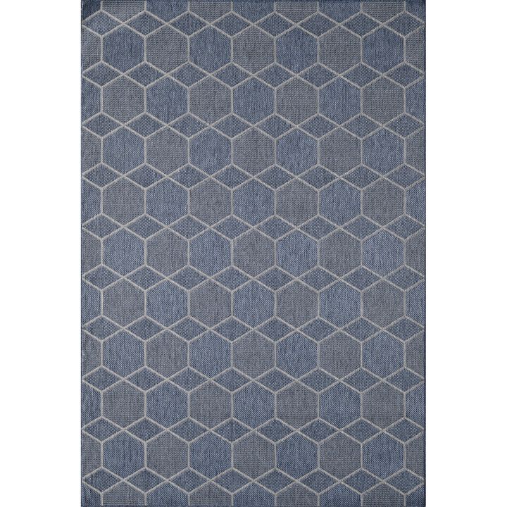Provo 5789 Blue Geo Area Rug, Size - 5'3 x 7'7