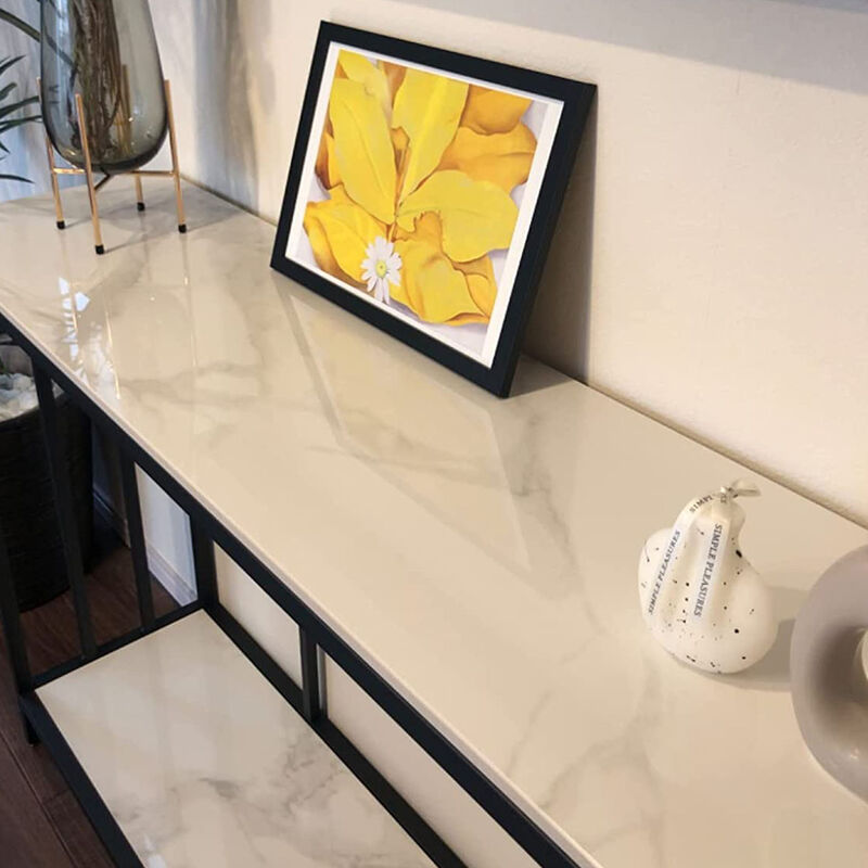 2 Tier Modern Sofa Table Heavy Duty Sintered Stone Console Table image number 8