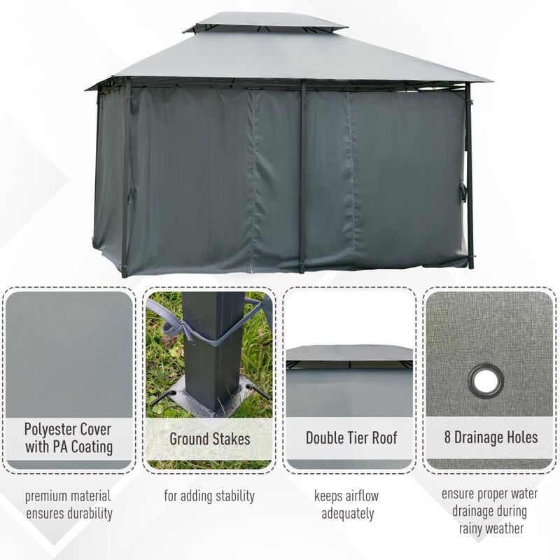 Hivvago 10x13 2-Tier Gazebo Canopy with Curtains image number 4
