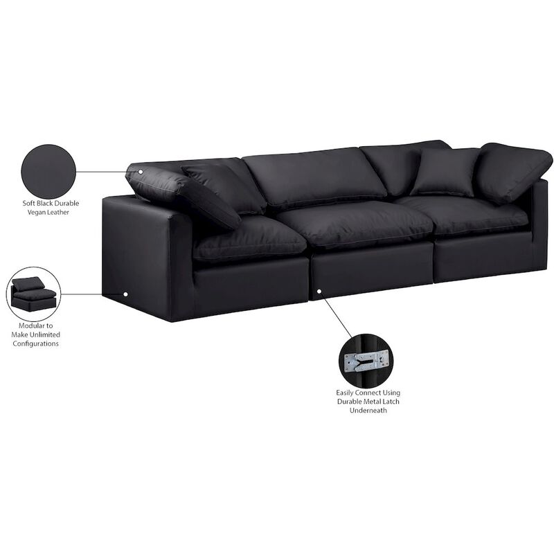 Meridian Furniture Indulge Black Vegan Leather Modular Sofa