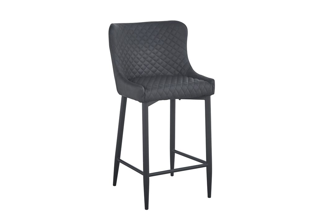 Upholstered barstool W/ Tufted Seat and back, dark gray 26"