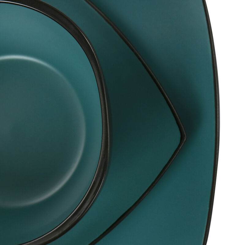 Gibson Elite Soho Lounge 16 Piece Matte Glaze Square Dinnerware Set in Teal image number 7