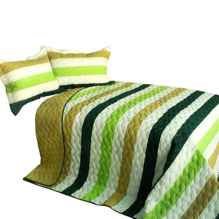 3PC Quilted Patchwork Quilt Set Queen Size Stylish Soft Bedspread