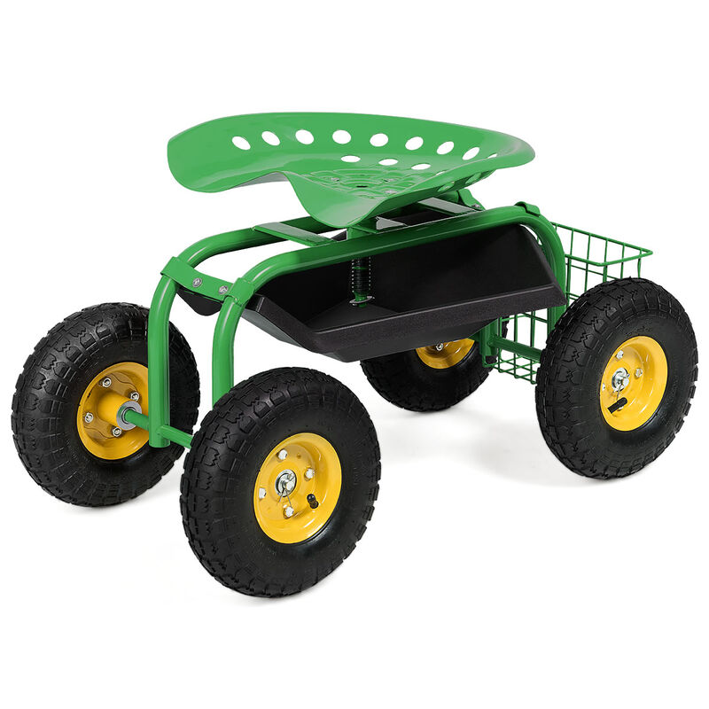 Garden Utility Cart with Sturdy Tool Tray and All-Terrain Wheels
