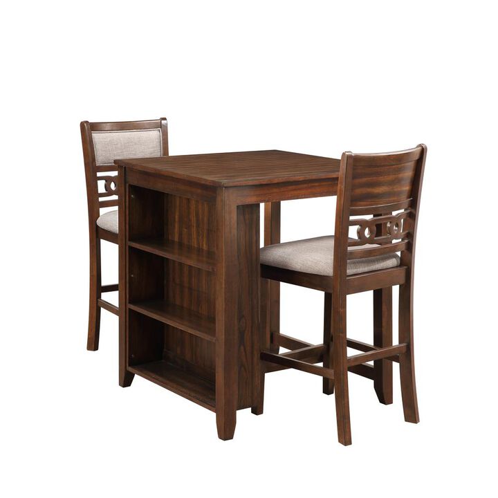New Classic Furniture Furniture Gia Solid Wood Counter Table 2 Chairs in Cherry Brown