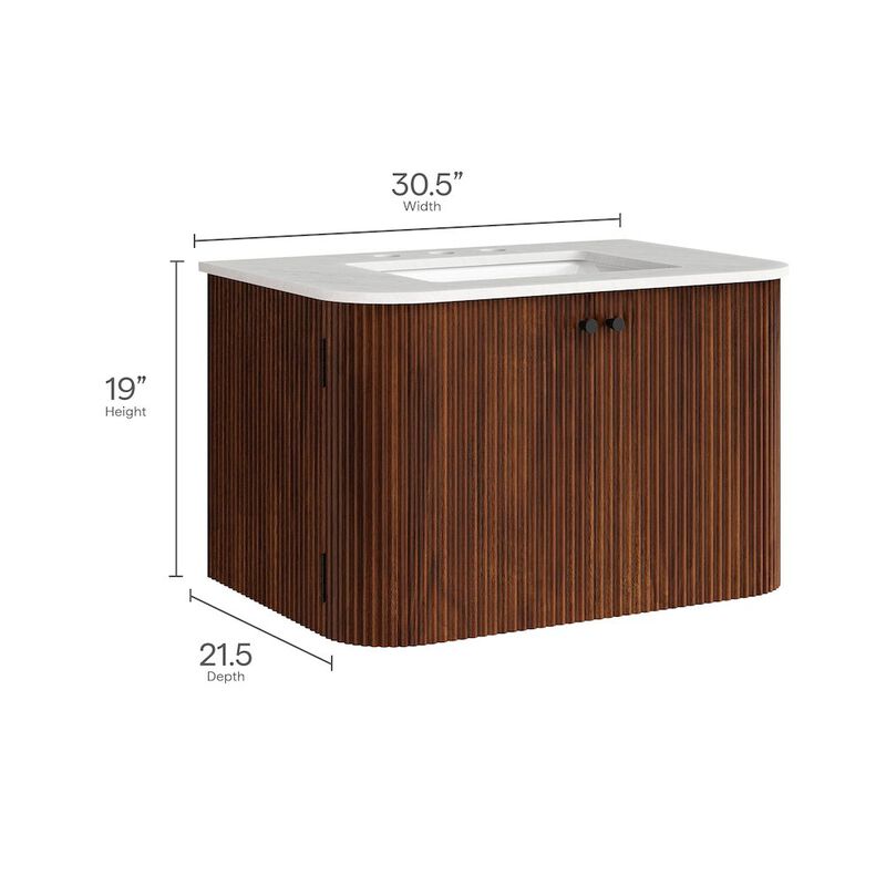 Zia 30" Wall-Mount Bathroom Vanity with Marble Sink image number 2