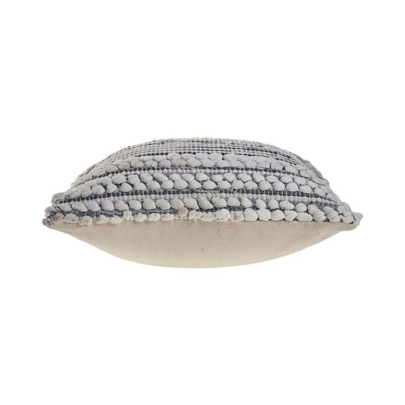 HomeRoots Set of Two 18" Blue And Ivory Cotton Throw Pillows with Texture image number 2