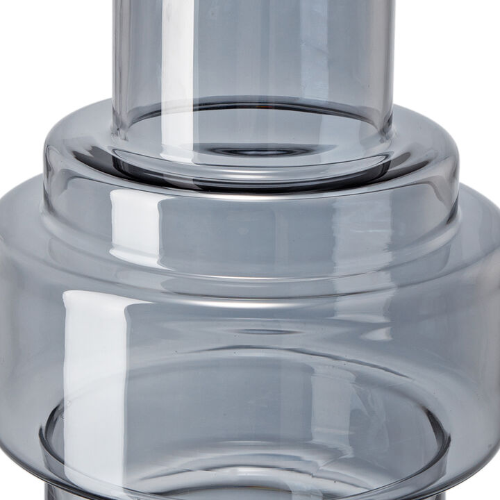 Alma 14 Inch Modern Vase, Geometric Design, Silver Luster Glass Frame - Benzara