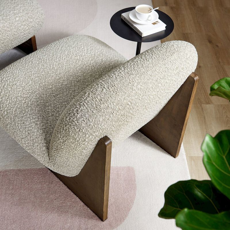 Loyal Boucle Fabric Accent Chair and Ottoman Set image number 9