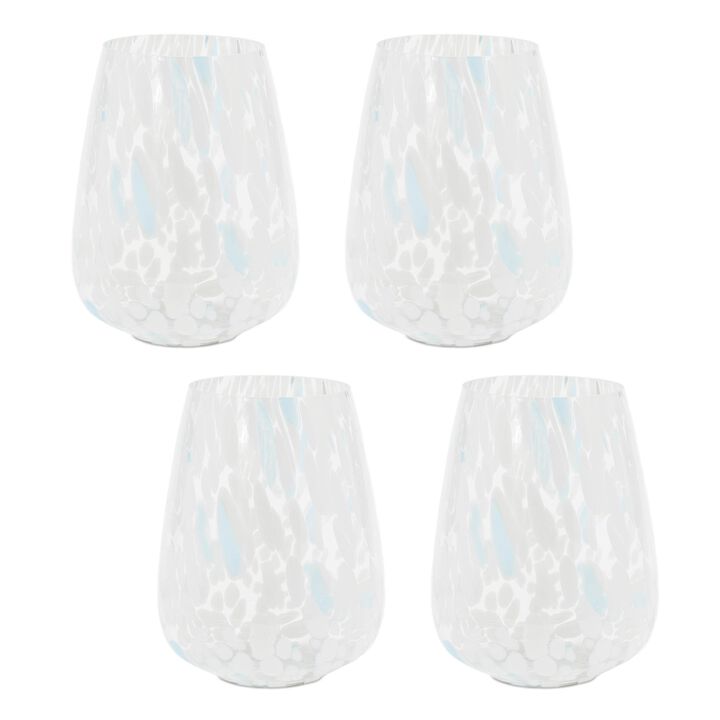 Set of 4 Painted Glass Candle Holder Vases for Tabletop or Shelf Decor