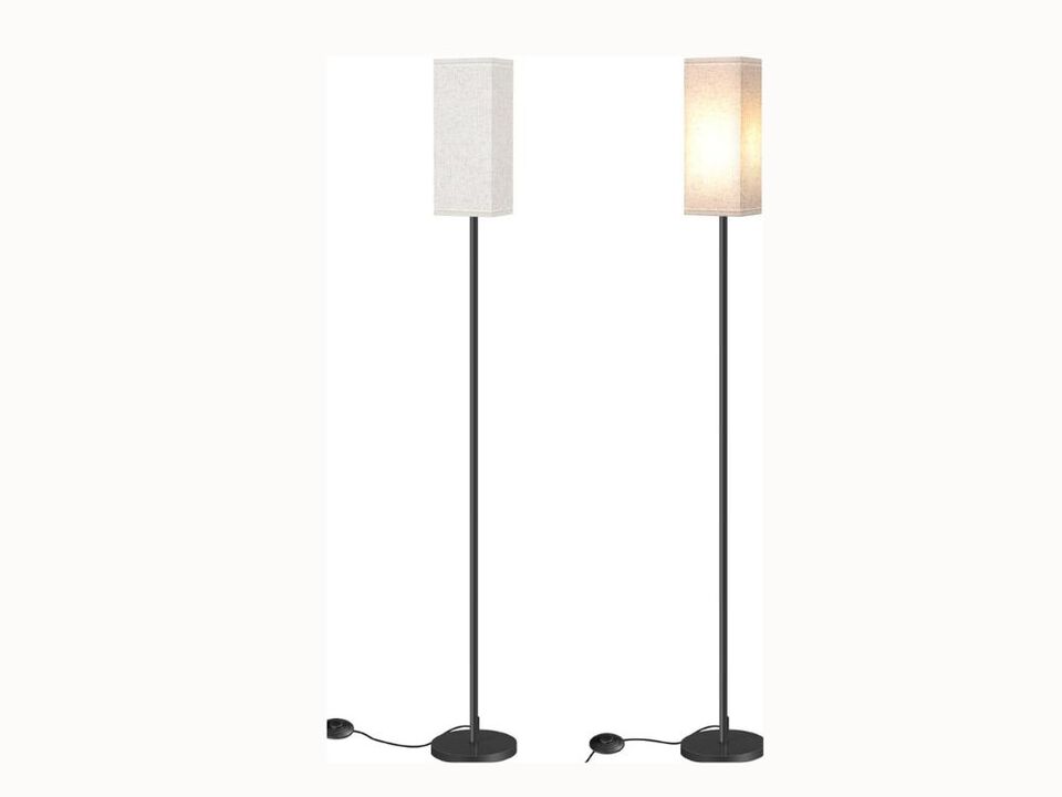 2-Pack Modern Floor Lamps – Black & Beige, 64.6" Tall, Foot Switch, E26 Base