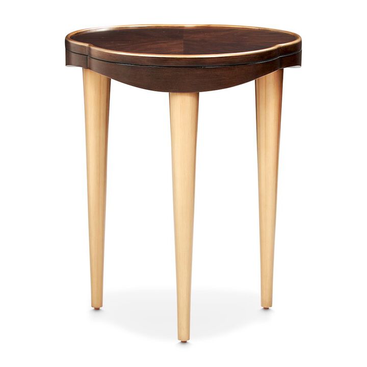 Michael Amini Camellia Field Chairside Table - Warm Pecan