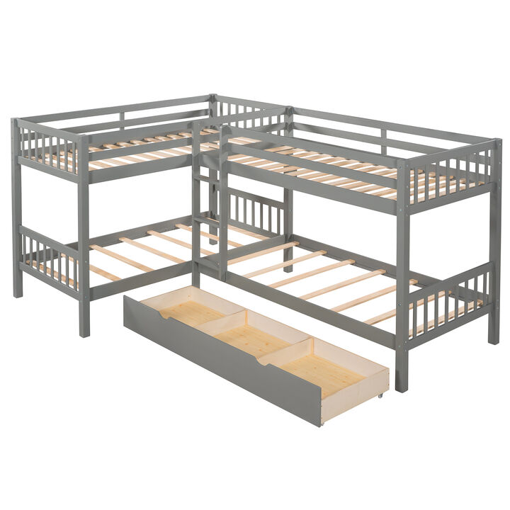 Merax Twin L-Shaped Bunk bed with Drawers