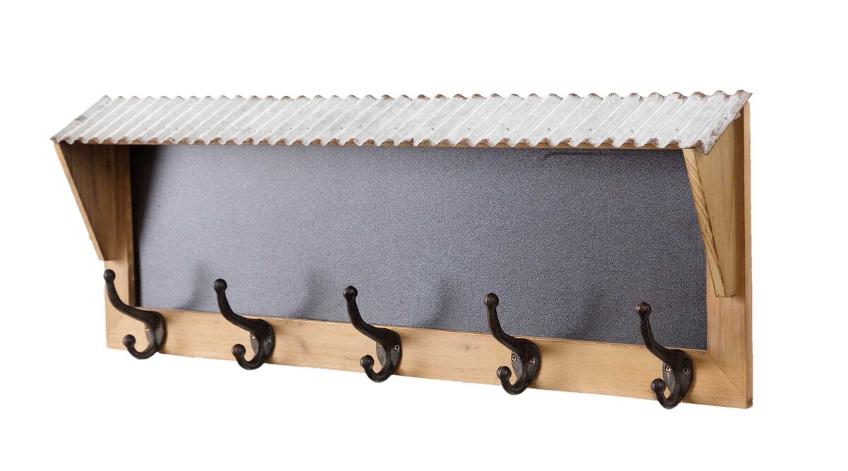 Rustic Farmhouse Style Wooden Chalkboard Wall Hook Coat Rack