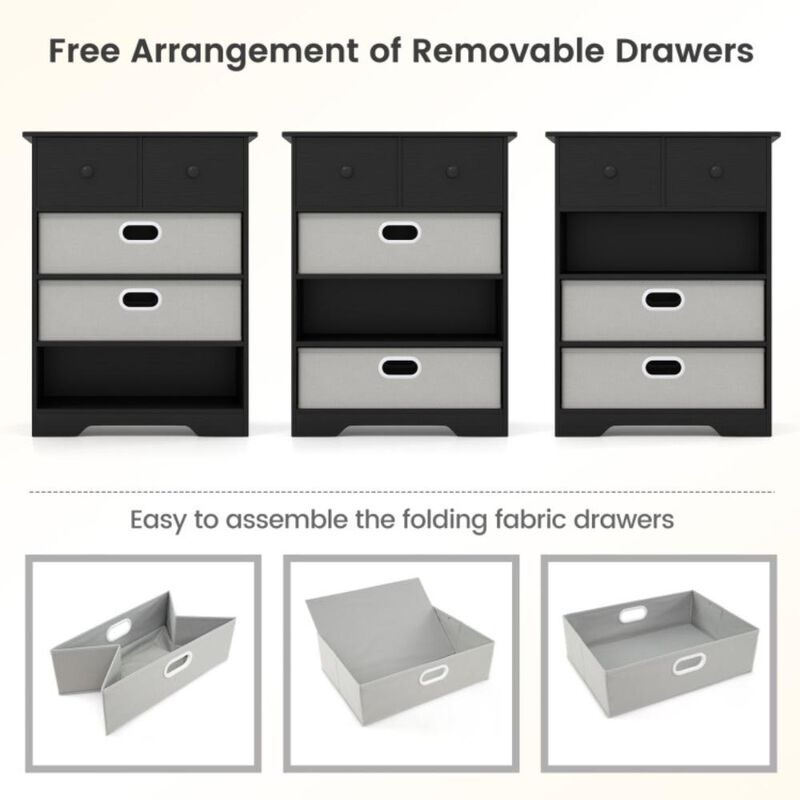 Hivvago 4-Drawer Dresser Modern Chest Storage Organizer with Open Shelves
