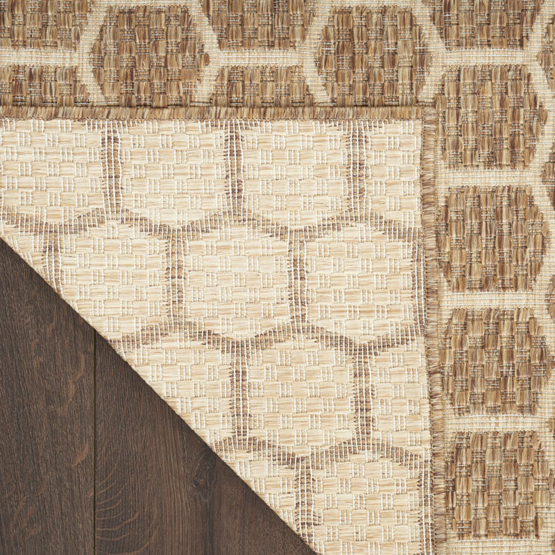 HomeRoots 5' X 7' Natural And Beige Geometric Indoor Outdoor Area Rug image number 3