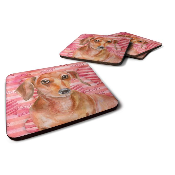 Caroline's Treasures Red Dachshund Love Decorative coasters, Multicolor
