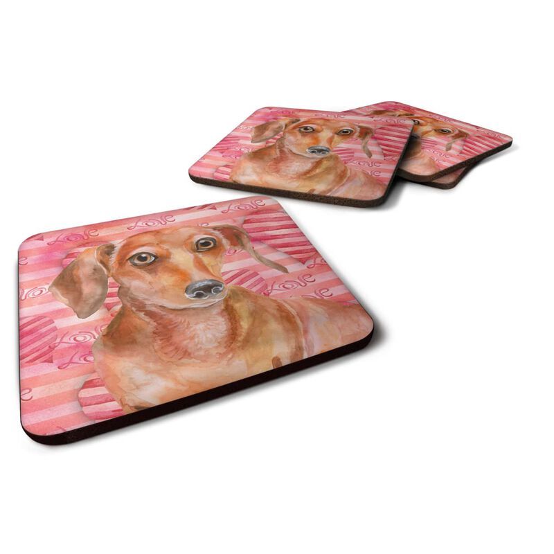 Caroline's Treasures Red Dachshund Love Decorative coasters, Multicolor