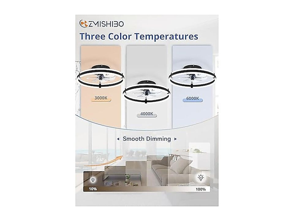 Ceiling Fans Lights Remote 19 Low Profile Fan 3000 6000K Dimmable Modern Flush