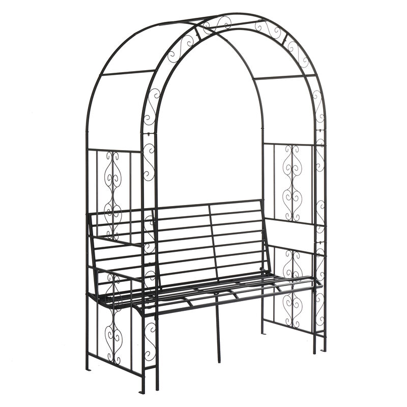 Double Layer Iron Garden Arch &ndash; Arc Roof with Chair for Courtyard or Patio