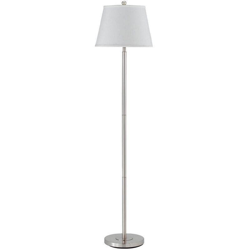 Metal Round 3 Way Floor Lamp with Spider Type Shade, Silver-Benzara