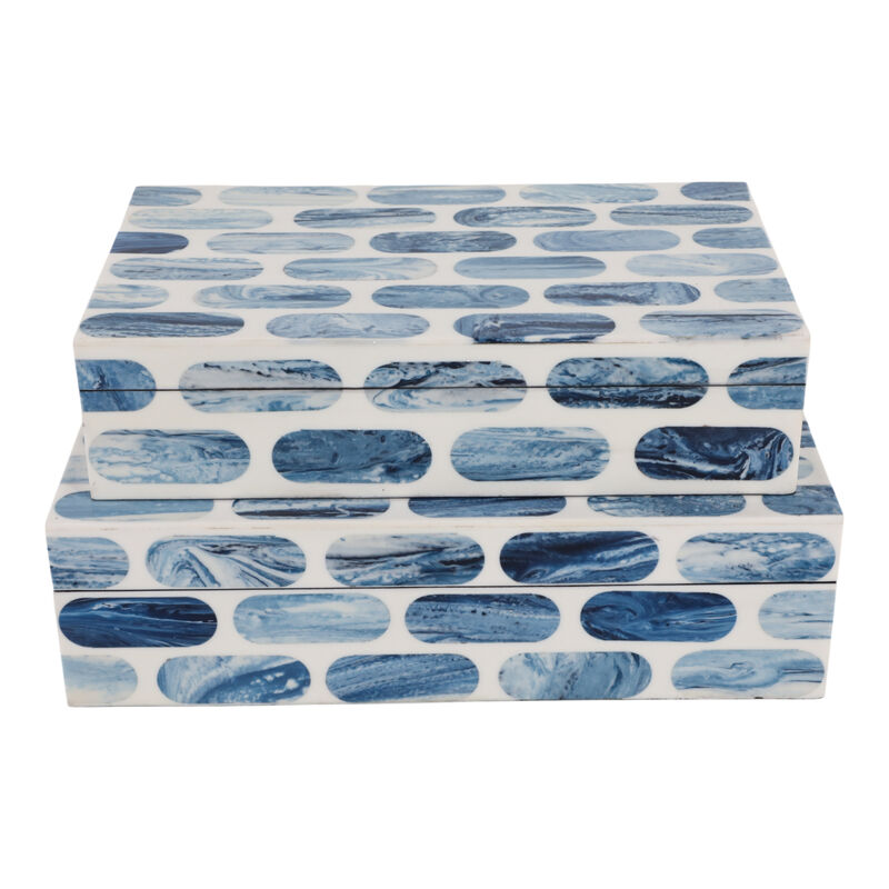 S/2 Oval Print Resin Boxes image number 3
