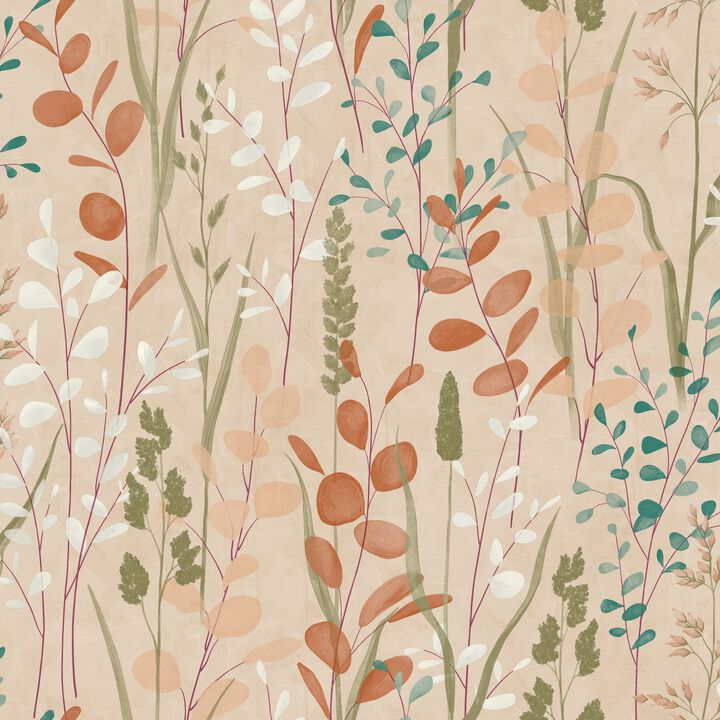 Karuna Branched Leaves All-over Orange Wallpaper KRA76201