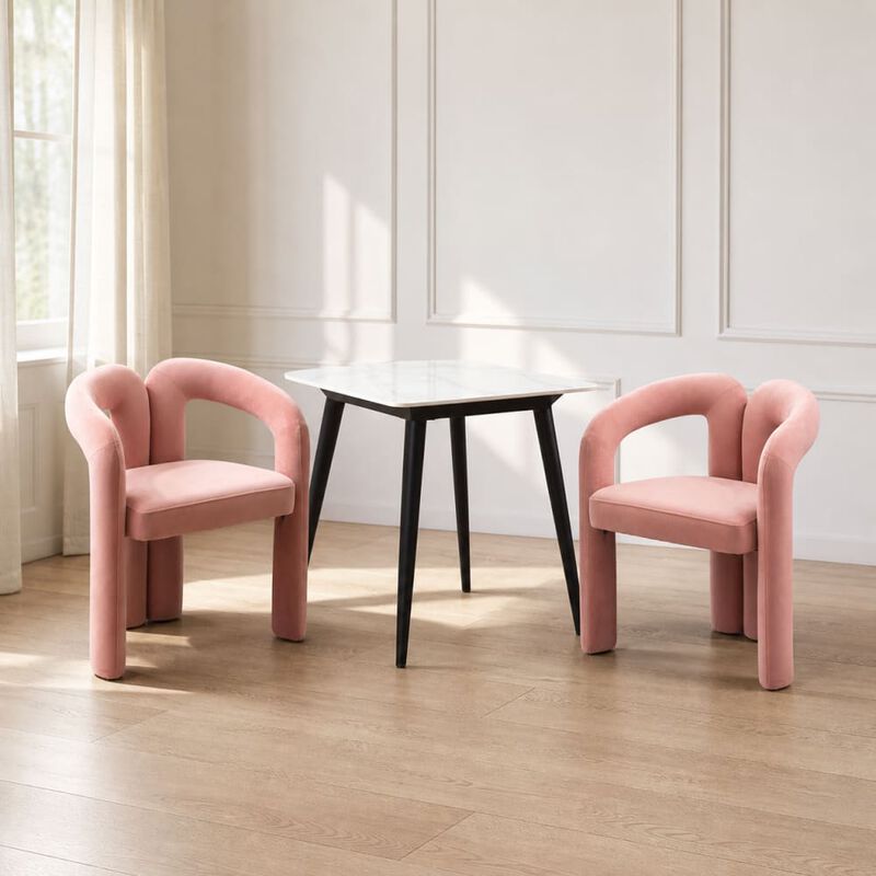 GOODSILO Contemporary Upholstered Barrel Accent Dining Armchairs, Seating for Living Room, Kitchen, Dining Spaces, Set of 2 image number 3