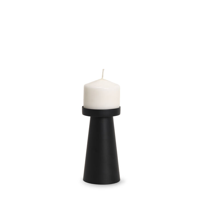 HomeRoots 6" Black Metal Tabletop Pillar Candle Holder