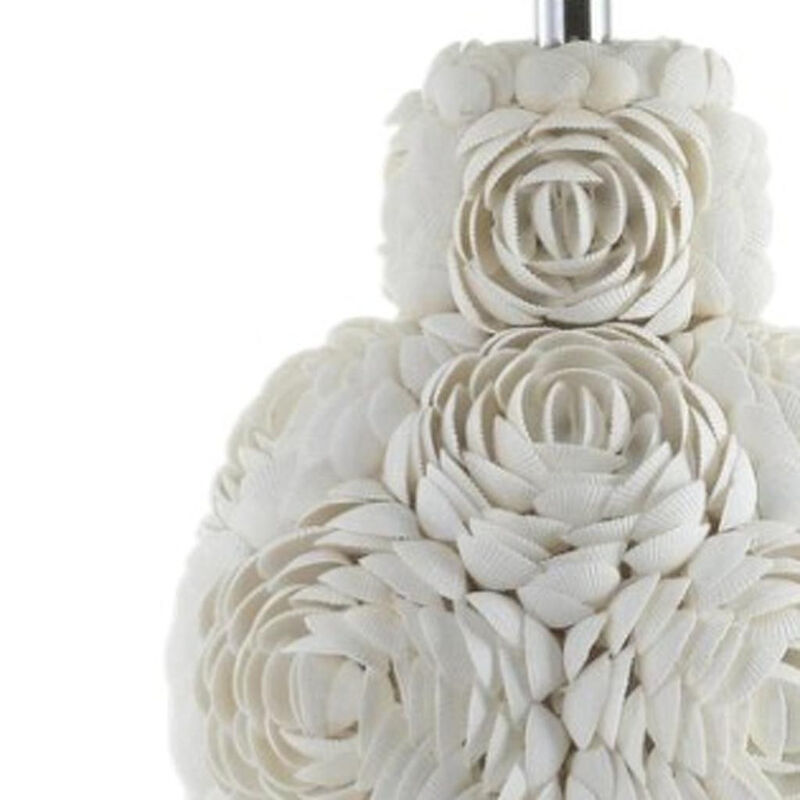 HomeRoots 24" Off White Seashell Table Lamp With White Drum Shade image number 5