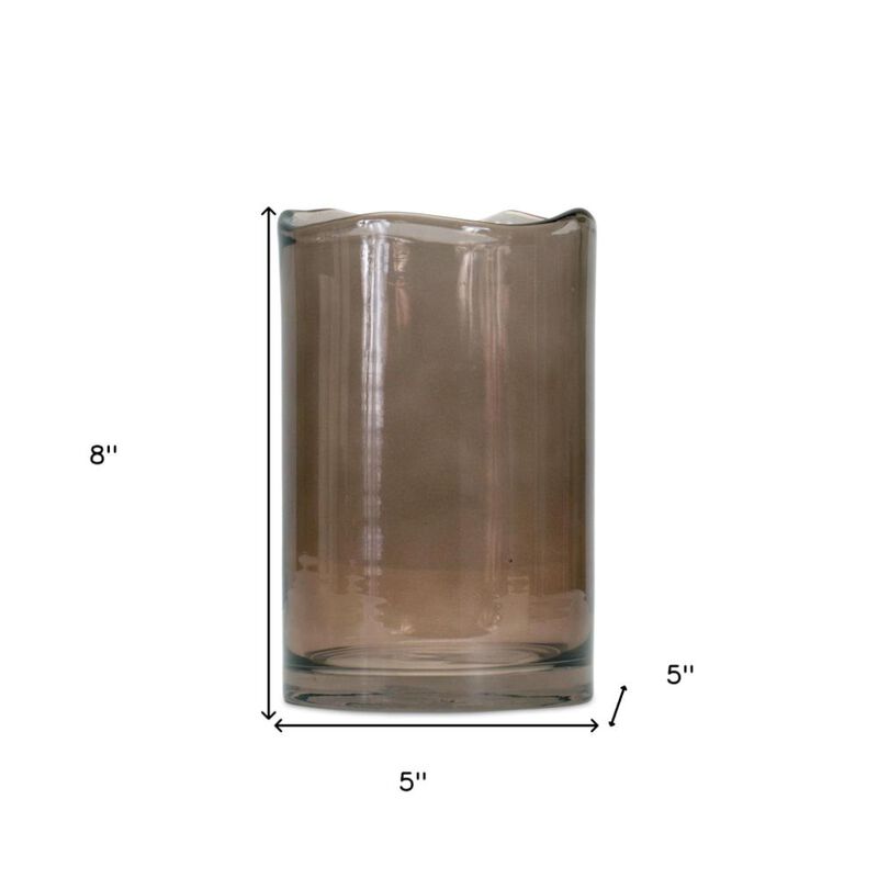 Hivvago 8 Inch Brown Cylinder Glass Table Vase