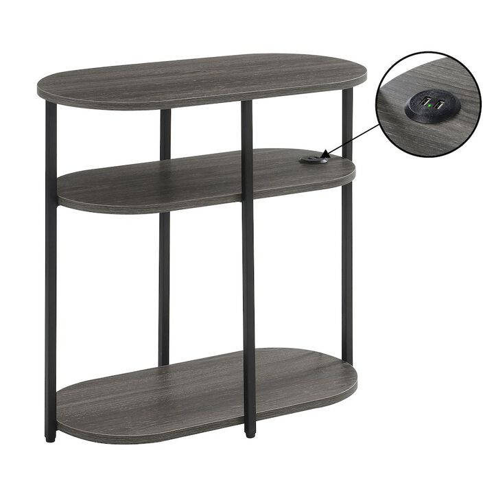 Convenience Concepts Designs2Go Simon 3 Tier Oval Chairside End Table with USB Ports