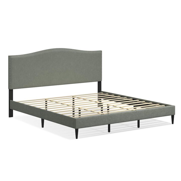 Rize Home Leighford King Platform Bed Stone(Light)