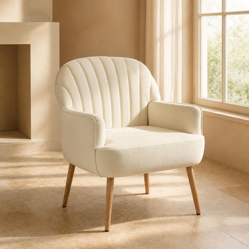 GOODSILO Velvet Upholstered Modern Accent Armchair, Comfortable Single Seating Chair for Living Room Bedroom Office Cafe and Waiting Room image number 2