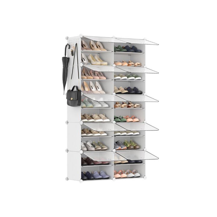 10-Cube Shoe Organizer with Doors – Modular Shoe Storage Cabinet Holds Up to 40 Pairs for Entryway or Closet