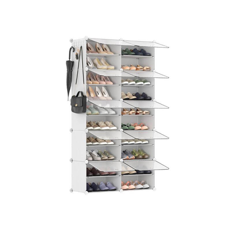 10-Cube Shoe Organizer with Doors &ndash; Modular Shoe Storage Cabinet Holds Up to 40 Pairs for Entryway or Closet