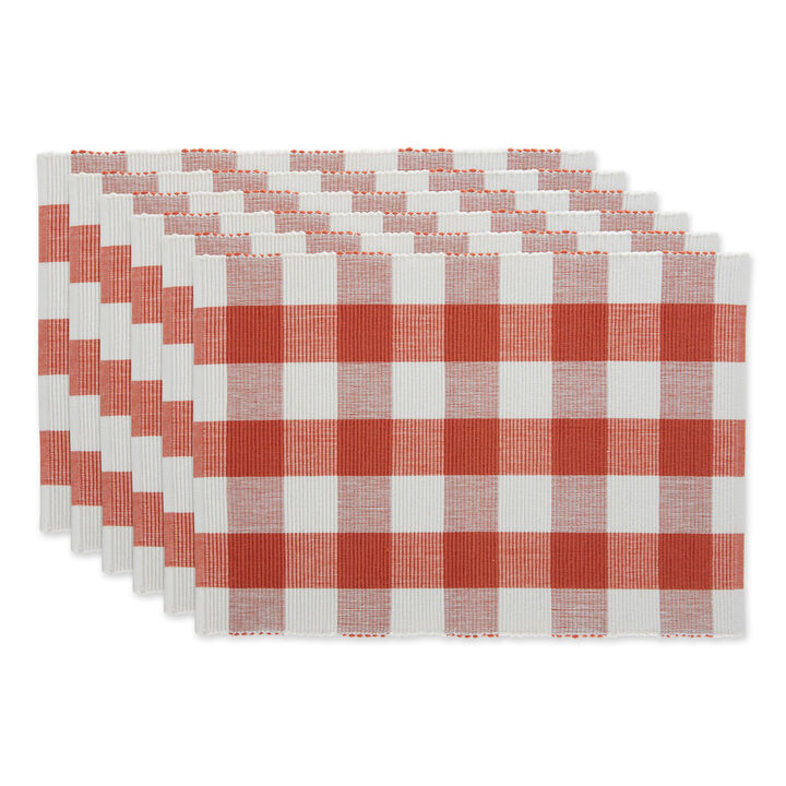 Set of 6 Red and White Decorative Placemats  19"