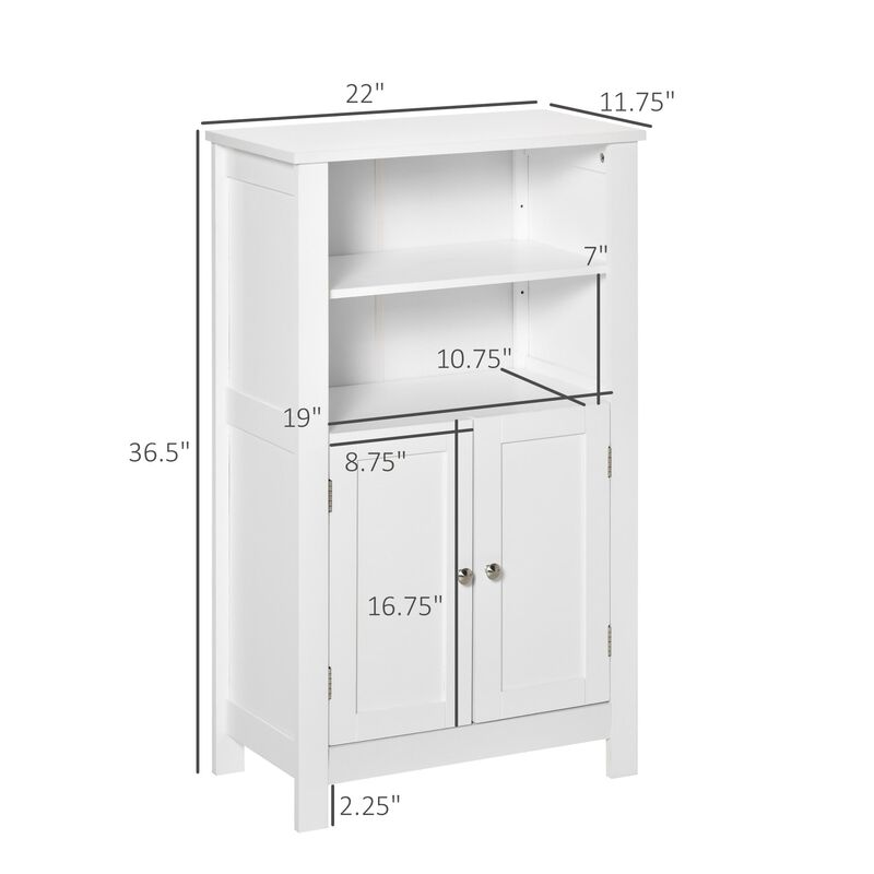 White Bathroom Storage: Freestanding Double Door Floor Cabinet