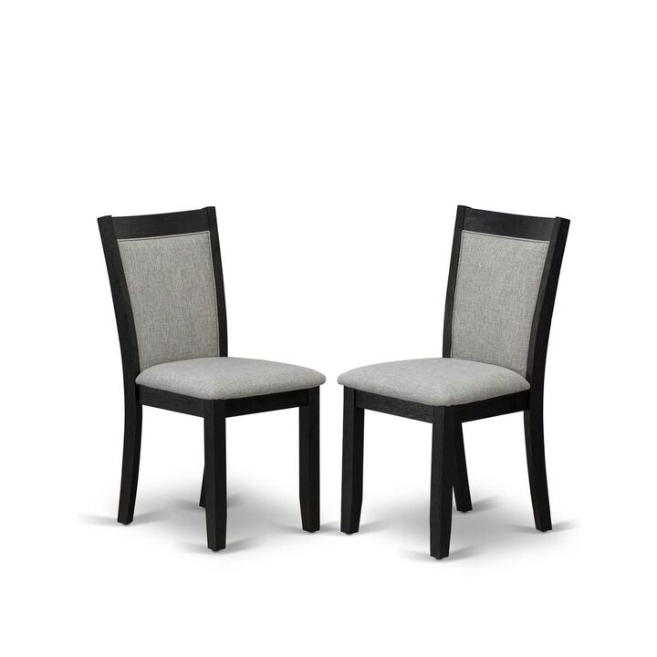 MZC6T06 Mid Century Dining Chairs - Shitake Linen Fabric Seat and High Chair Back - Wire Brushed Black Finish (SET OF 2)