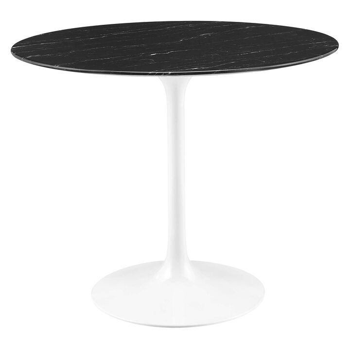 Modway - Lippa 36" Round Artificial Marble Dining Table White Black