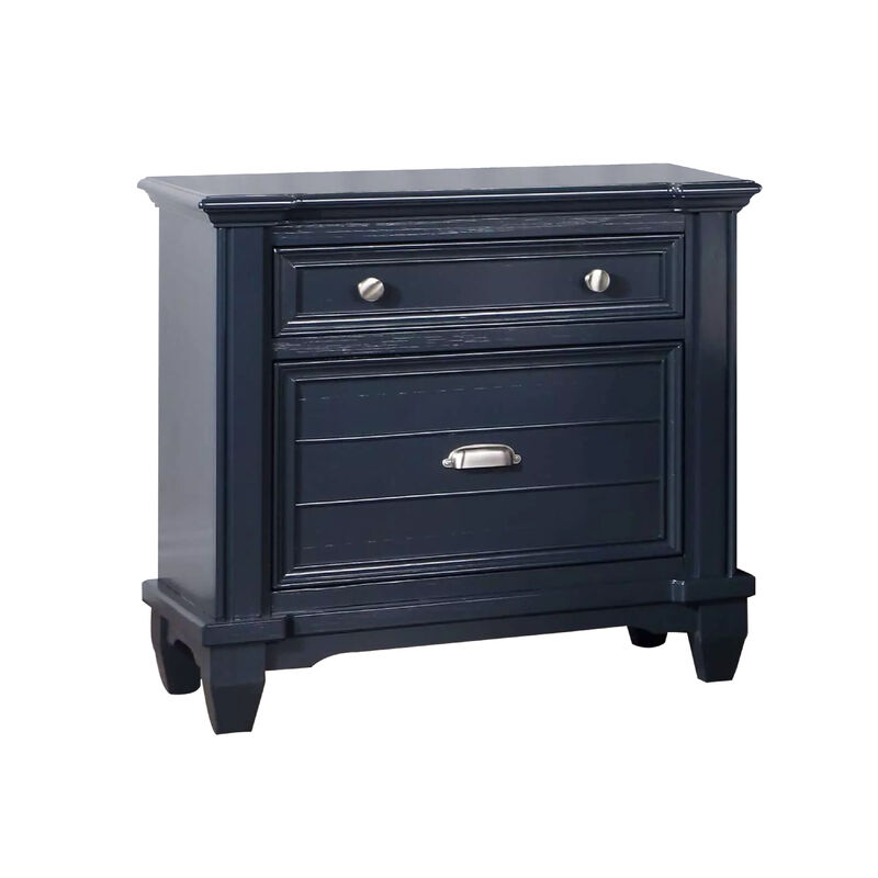 Queen Bedroom Set, Slate Blue, Nickel Wood, 2 Piece Set with Nightstand image number 4