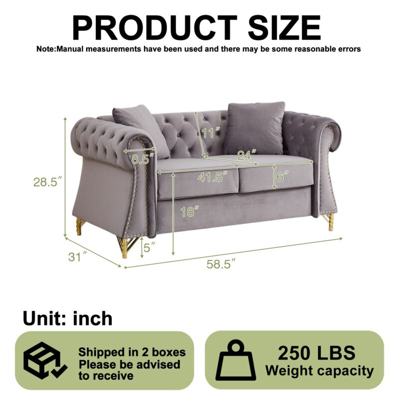 Blust 58.5" Chesterfield Loveseat image number 9