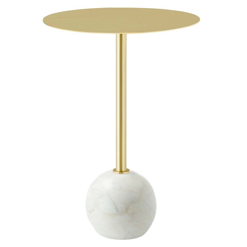 Aliza Round White Marble Side Table image number 0