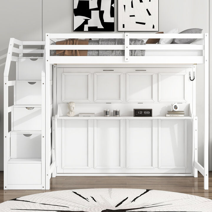 Merax Loft Bed with Storage Staircase