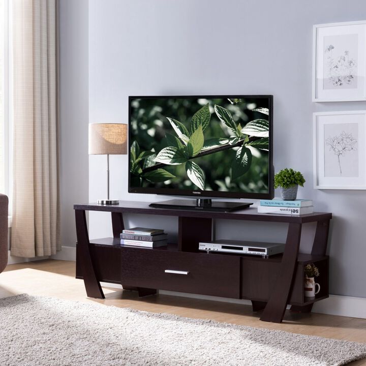 Homezia Red Cocoa Stylish Curved Legs TV Stand with Drawers