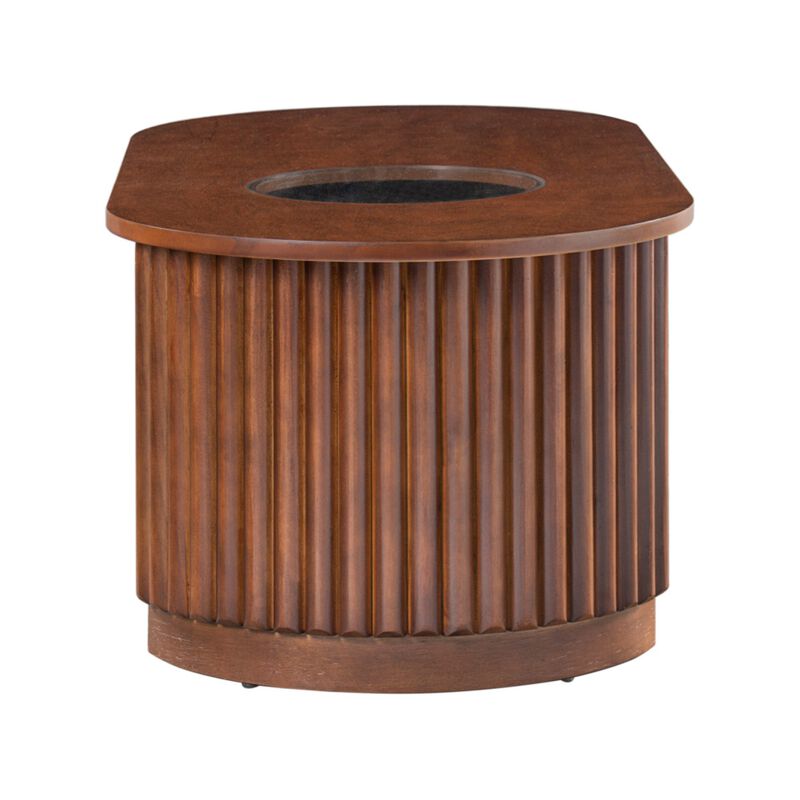 Dodril Mid‑Century Modern Fluted Oval Coffee Table image number 5