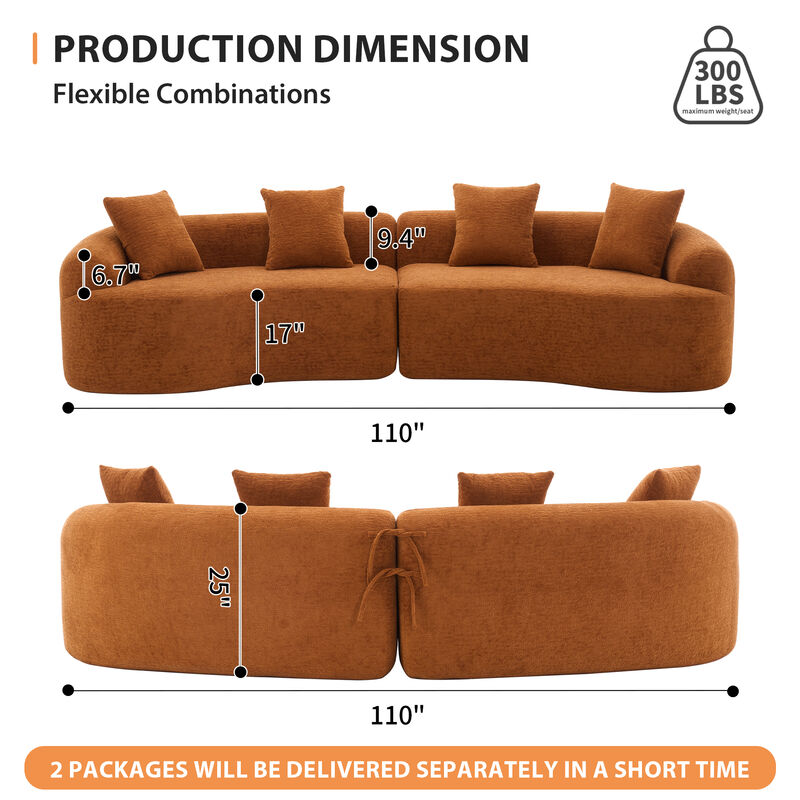 Merax Curved Boneless Sofa Couches Sleeper for Living Room