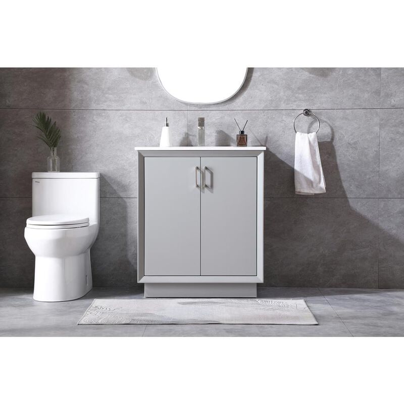 Elegant Kitchen and Bath 30 Inch SIngle Bathroom Vanity In Grey